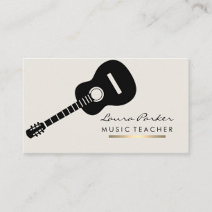 Carte De Visite Musicien Musique Enseignant Guitare instrument Or