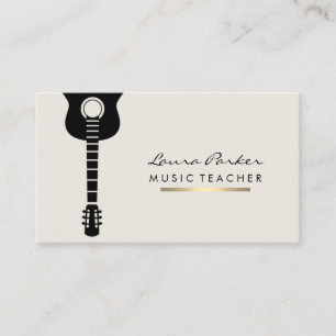 Carte De Visite Musicien Musique Enseignant Guitare instrument Or