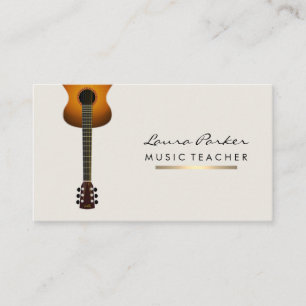 Carte De Visite Musicien Musique Enseignant Guitare instrument Or