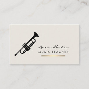 Carte De Visite Musicien Musique Enseignant Trumpet Instrument Or