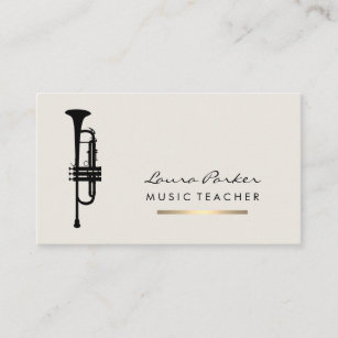 Carte De Visite Musicien Musique Enseignant Trumpet Instrument Or
