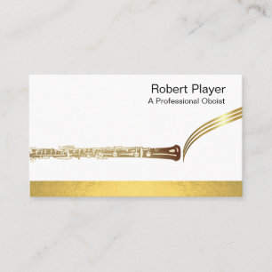 Carte De Visite Musicien Oboist Player Musique Gold Oboe Waves
