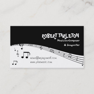 Carte De Visite Musicien pentagramme noir, blanc
