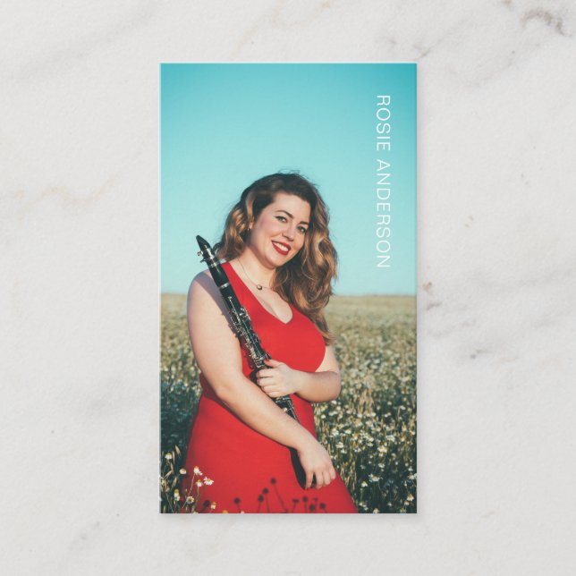 Carte De Visite Musicien photo personnalisé QR Code rose (Devant)