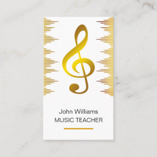 Carte De Visite Musicien professeur de musique Gold Elegant