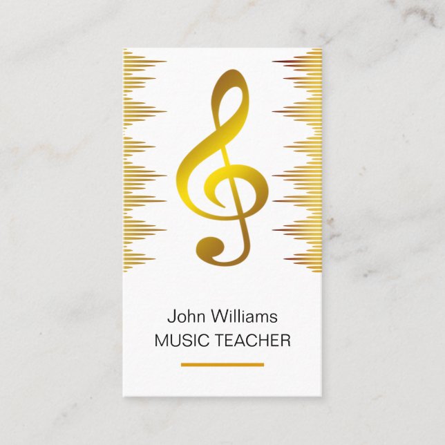 Carte De Visite Musicien professeur de musique Gold Elegant (Devant)