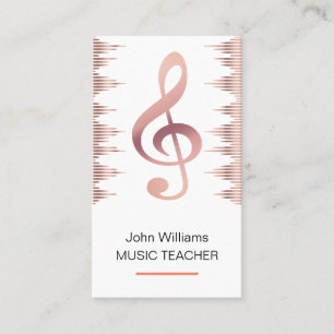 Carte De Visite Musicien professeur de musique Rose Gold Elegant