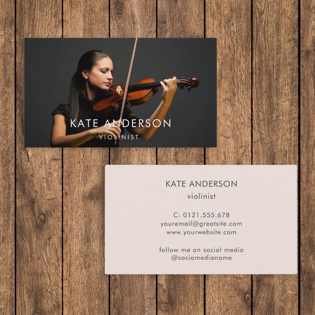 Carte De Visite Musicien professionnel de la photo violoniste mini (Créateur téléchargé)