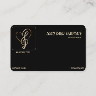 Carte De Visite Musiciens Classy Heart and Music Note Logo