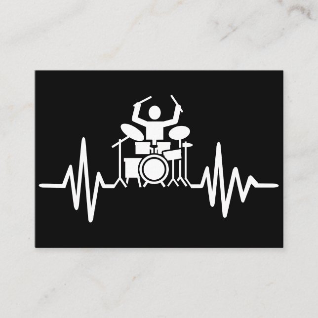 Carte De Visite Musique Art Drummer Hearbeat (Devant)