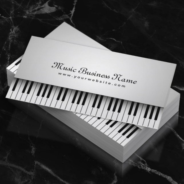Carte De Visite Musique Beau Grand Piano Blanc (Créateur téléchargé)