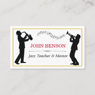 Carte De Visite Musique Classique Jazz Enseignant Silhouettes Noir