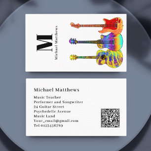 Carte De Visite Musique de guitare Musicien de musique QR Code