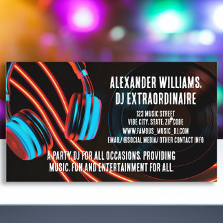 Carte De Visite Musique de soirée DJ Fête Disc Jockey DJs Deejay
