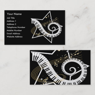 Carte De Visite Musique d'or de notes d'étoile musicale