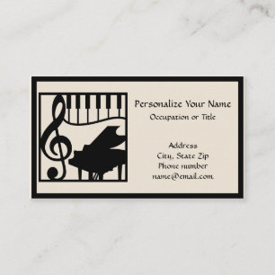 Carte De Visite Musique Élégante Piano Clavier Clé Note Élégant