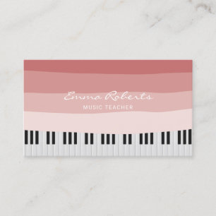 Carte De Visite Musique Enseignant Coral Red Stripes Piano Keys Mu