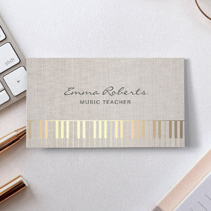 Carte De Visite Musique Enseignant Gold Piano Musical Elegant Line