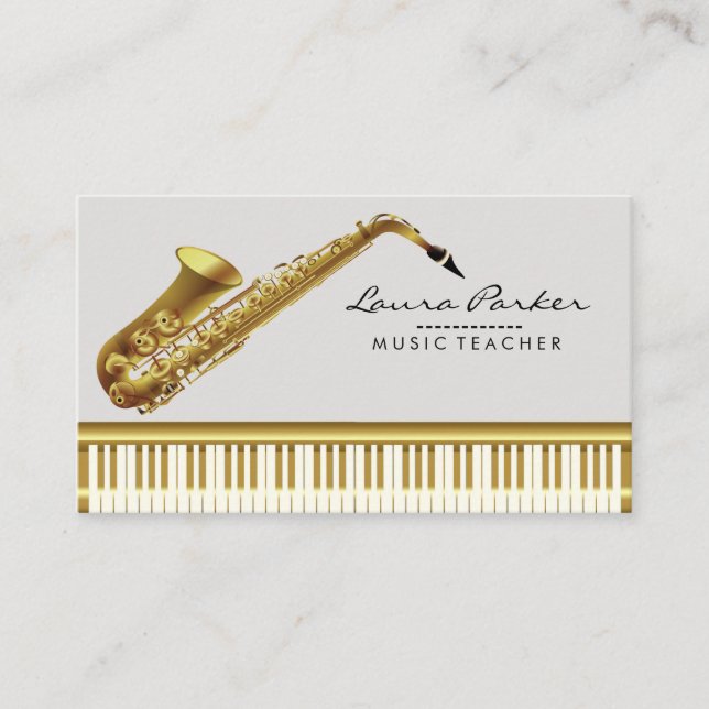 Carte De Visite Musique Enseignant Piano Clavier Saxophone Musicie (Devant)