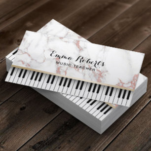 Carte De Visite Musique Enseignant Piano Keys Rose tendance Gold M