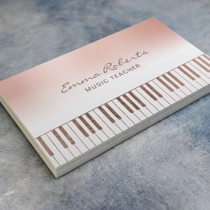 Carte De Visite Musique Enseignant Rose Gold Pastel Piano Keys Mus