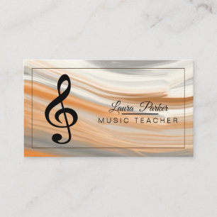 Carte De Visite Musique Enseignant Treble Note Aquarelle Sound Wav