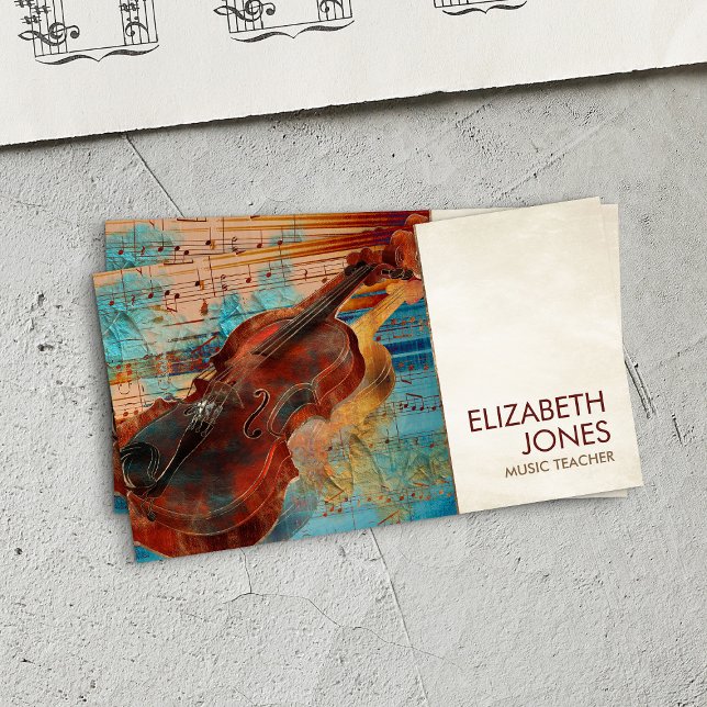 Carte De Visite Musique Enseignant Violon Art Collage - médias mix (Créateur téléchargé)