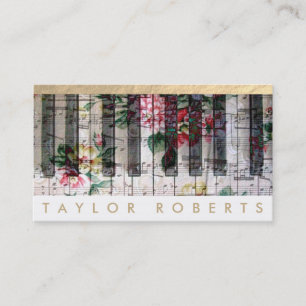 Carte De Visite musique florale pianiste décoration