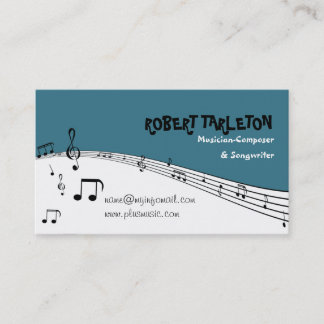 Carte De Visite Musique musicale pentagramme turquoise, noir blanc