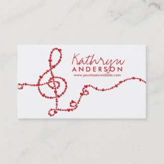 Carte De Visite Musique musicale Treble Love Red Hearts Artiste Ch