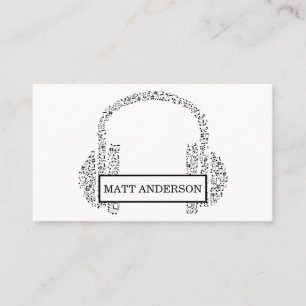 Carte De Visite Musique noire d'écouteurs audacieux frais du DJ