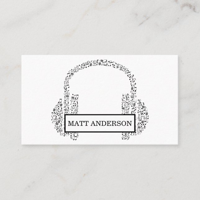 Carte De Visite Musique noire d'écouteurs audacieux frais du DJ (Devant)