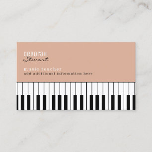 Carte De Visite Musique Piano enseignant Élégant Dusty Rose