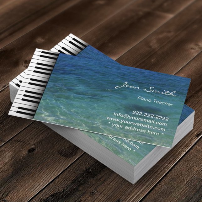 Carte De Visite Musique Piano enseignant Plage Eau de mer (Créateur téléchargé)