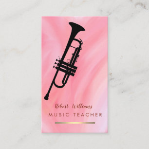 Carte De Visite Musique rouge rose Trumpet Instrument Musique de b