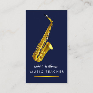 Carte De Visite Musique Saxophone Instrument Musicien Gold Jazz