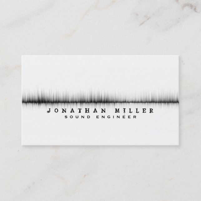 Carte De Visite Musique Sound Wave | Blanc et noir (Devant)