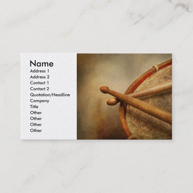 Carte De Visite Musique - Tambour - Cadence (Devant)