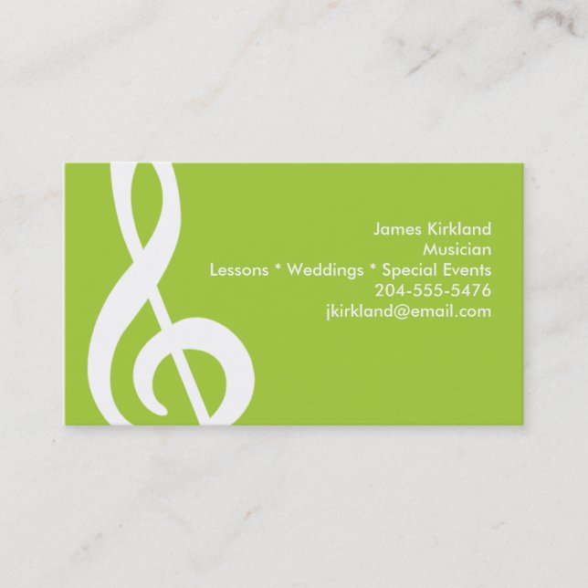 Carte De Visite Musique Treble Clef Enseignant Musicien Directeur  (Devant)