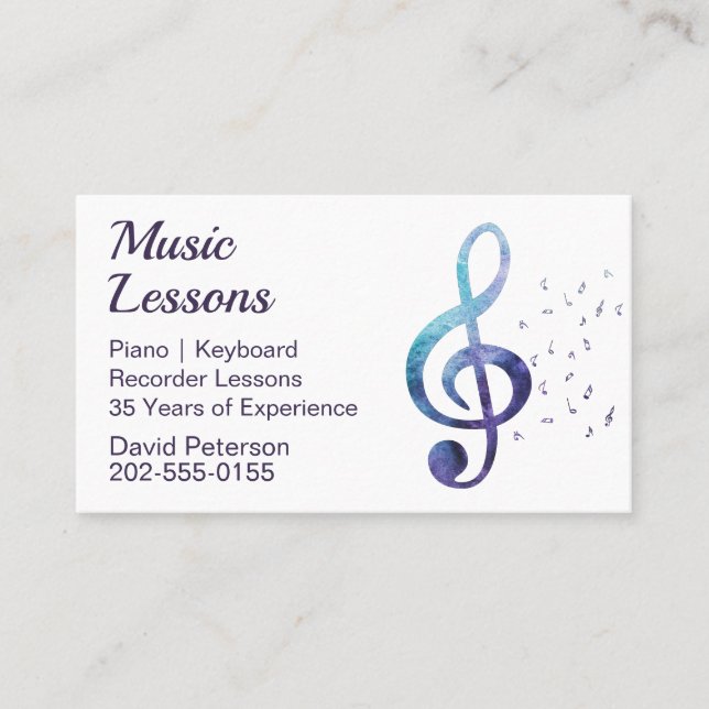 Carte De Visite Musique Tuteur Piano Enseignant (Devant)