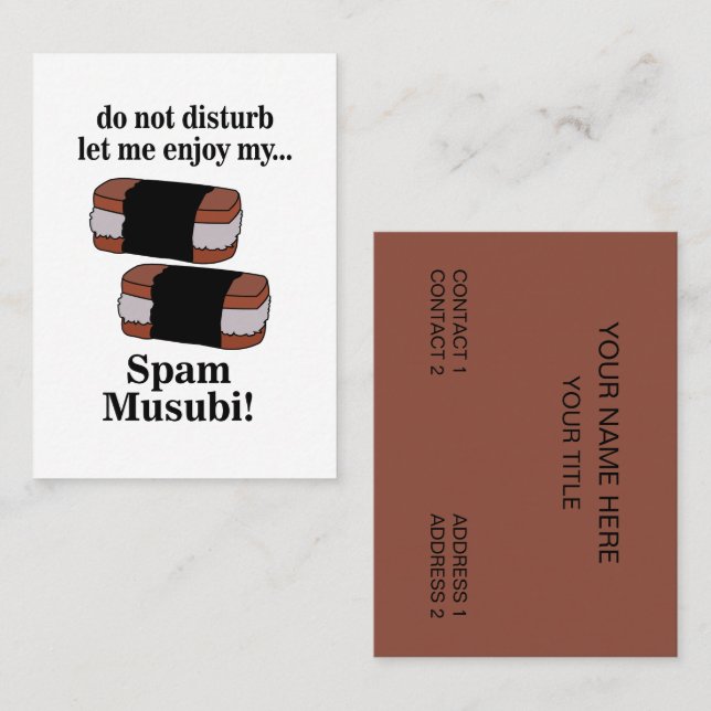 Carte De Visite Musubi Laissez-Moi Profiter De Mon Spam Musubi (Devant / Derrière)