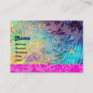 Carte De Visite MYRTLE MONOGRAMME, bleu turquoise rose fuchsia per