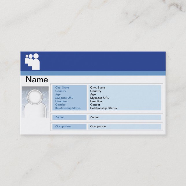 Carte De Visite Myspace Dark - Business (Devant)