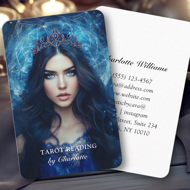 Carte De Visite Mystic Blue Woman (Mystic Blue Woman with a Crown, Queen, Business Card)