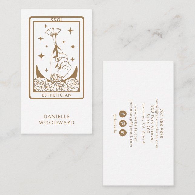 Carte De Visite Mystic Gold Tarot Esthetician Branding (Devant / Derrière)