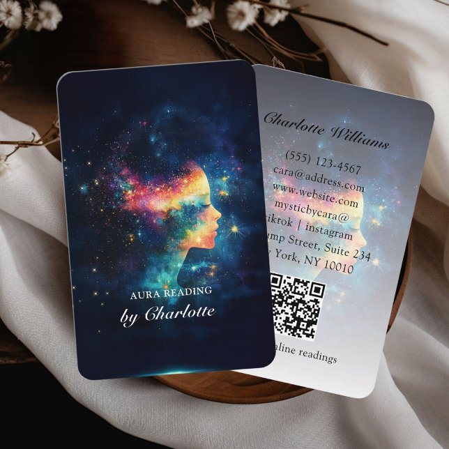 Carte De Visite Mystic Universe Woman QR-Code (Mystic Universe Woman QR-Code Business Card)