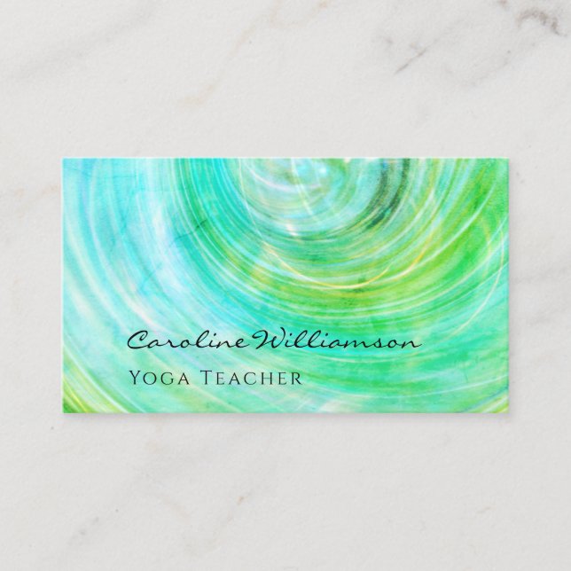 Carte De Visite Mystical Magic Green Yoga Enseignant (Devant)