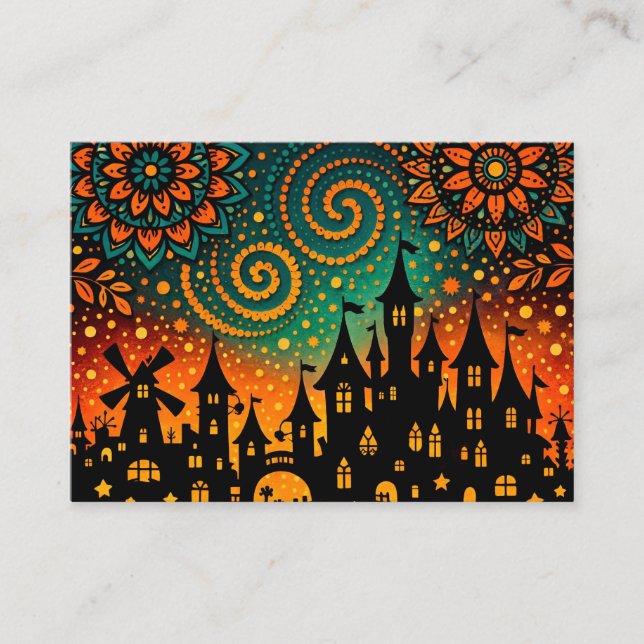 Carte De Visite Mystical Night Castle Silhouette (Devant)