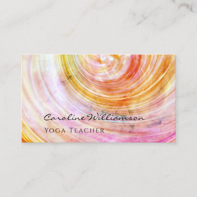 Carte De Visite Mystique rose Yellow Yoga Teacher Grunge Texture (Devant)