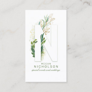 Carte De Visite N Lettre Monogramme Gold Greenergie Feuilles Éléga